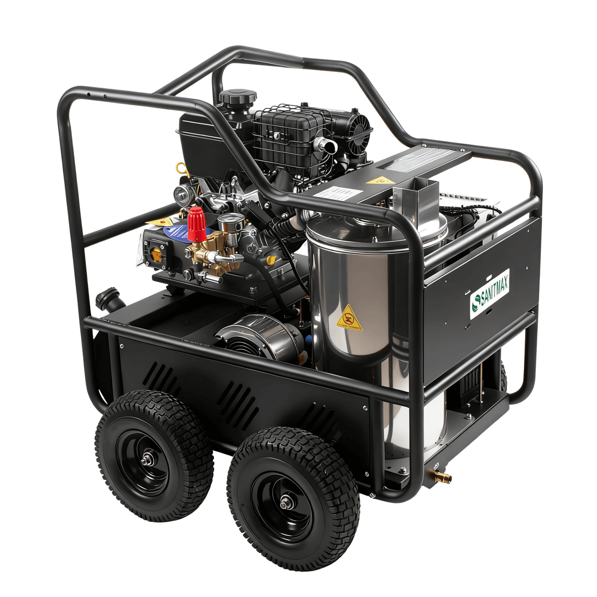 Sanitmax Hot & Cold Water Gas Pressure Washer – 4,000 PSI, 4.0 GPM, Diesel Heated, Professional Contractor System - SM4000