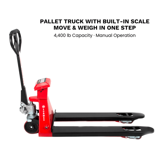 Sunmax Manual Pallet Jack with Scale, 27" W x 48" L Forks – 4,400 lb Capacity - HD4400W - alternate view