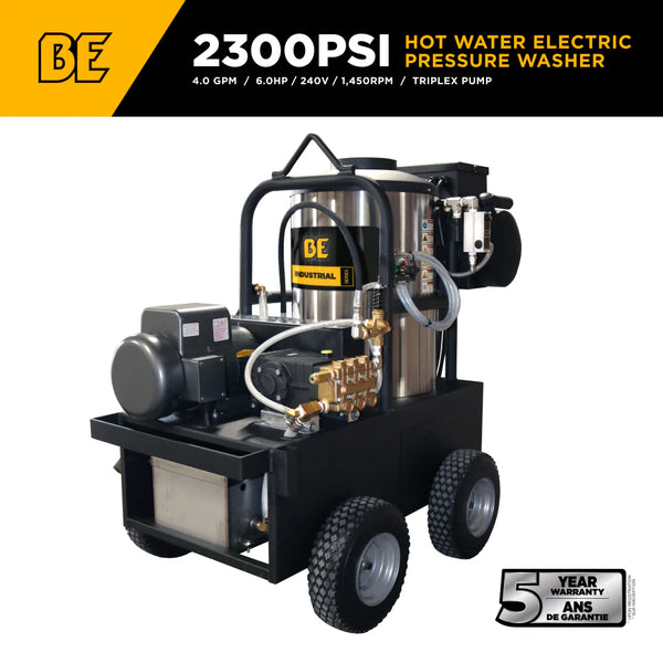 BE Power 2,300 PSI 4.0 GPM Hot Water Electric Pressure Washer with General Triplex Pump - 15-423 - alternate view