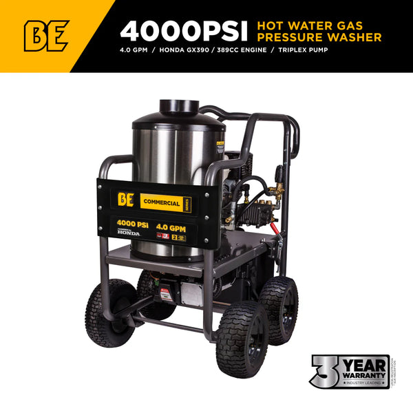 BE Power 4,000 PSI - 4.2 GPM Hot Water Pressure Washer with Honda GX390 Engine and General Triplex Pump - HW4013HG - alternate view