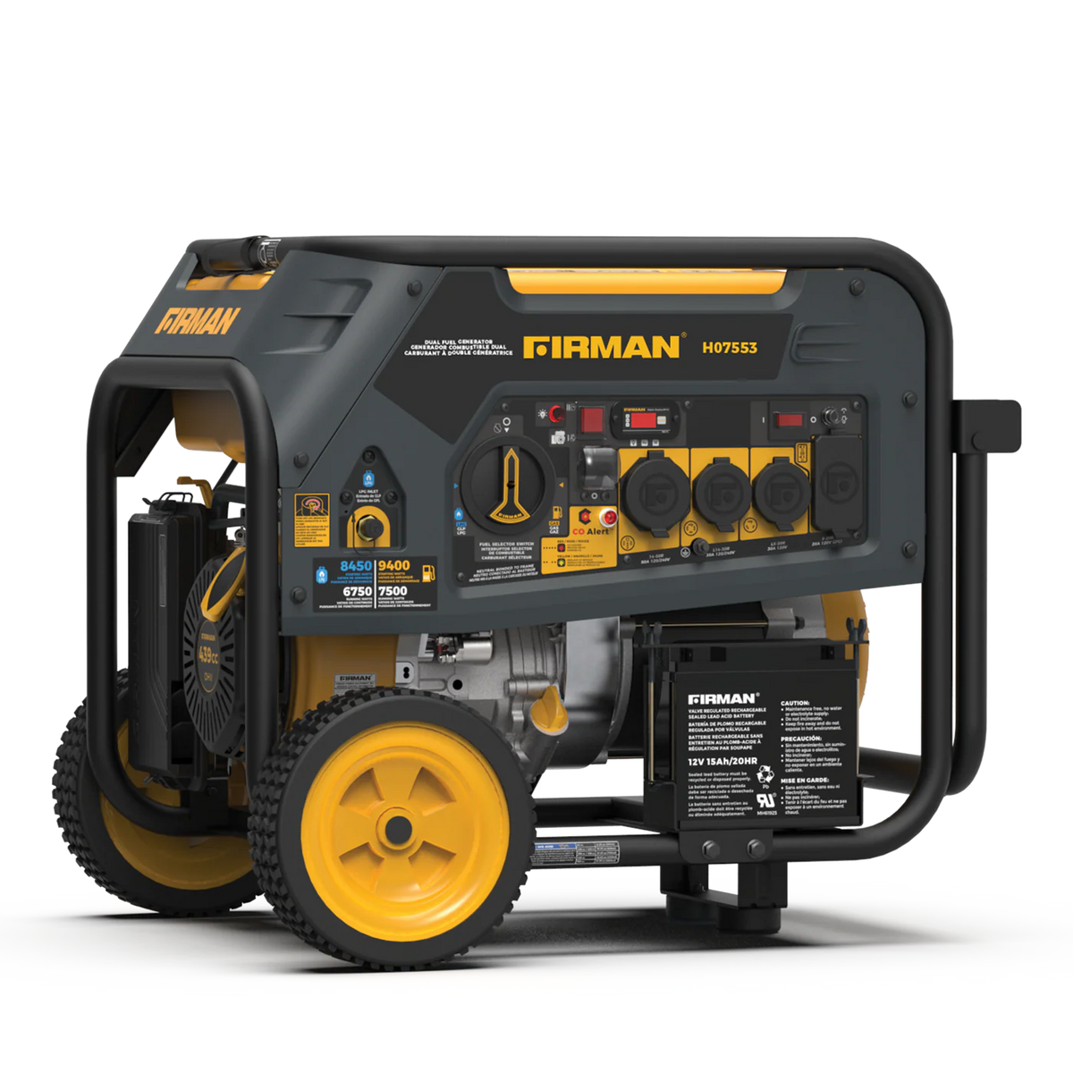 Firman Dual Fuel Portable Generator 9400W Electric Start 120/240V with CO Alert - H07553