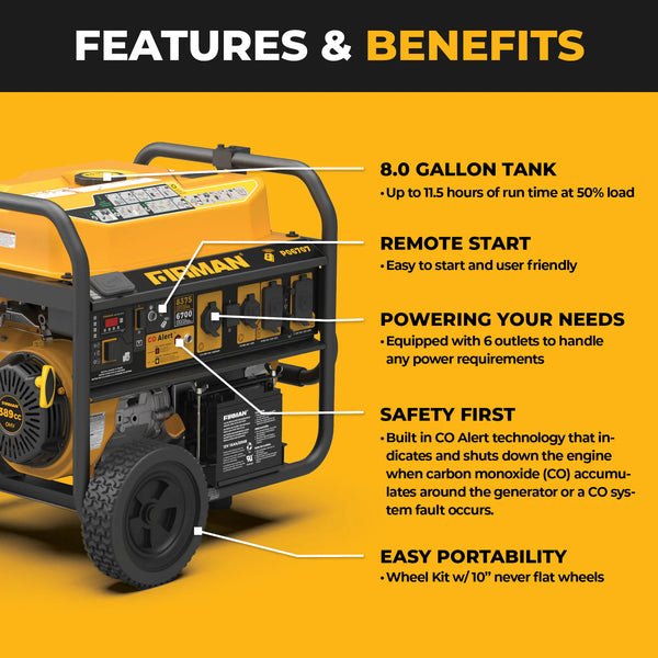Firman Gas Portable Generator 8375W Remote Start 120/240V - alternate view