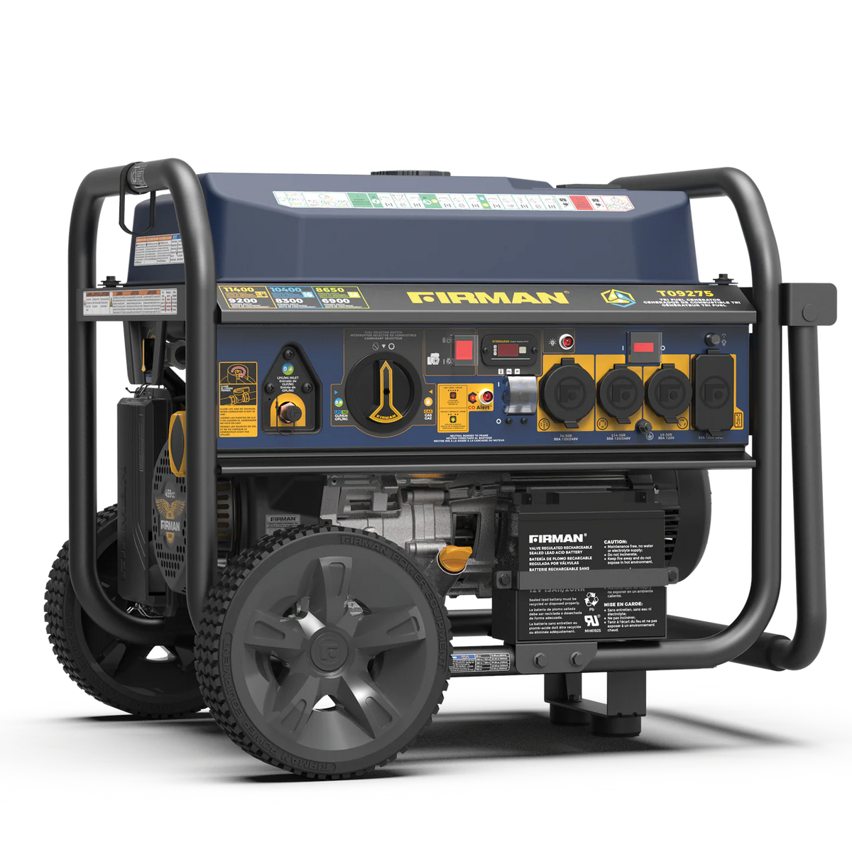 Firman Tri Fuel Portable Generator 11400W Electric Start 120V/240V with CO Alert - T09275