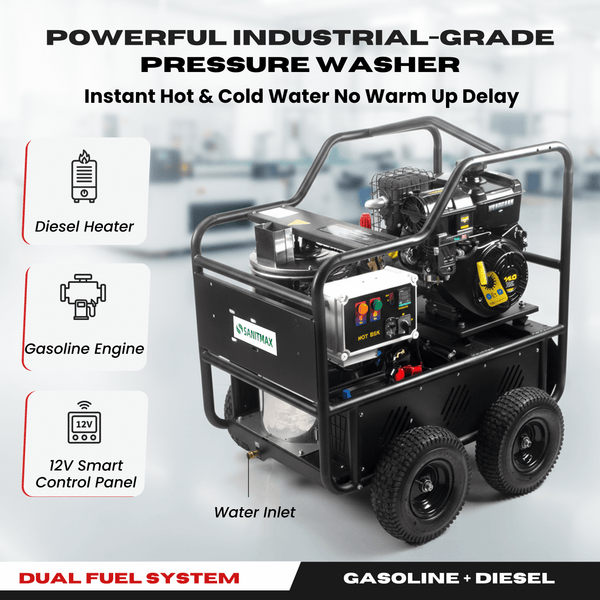 Sanitmax Hot & Cold Water Gas Pressure Washer – 4,000 PSI, 4.0 GPM, Diesel Heated, Professional Contractor System - SM4000 - alternate view