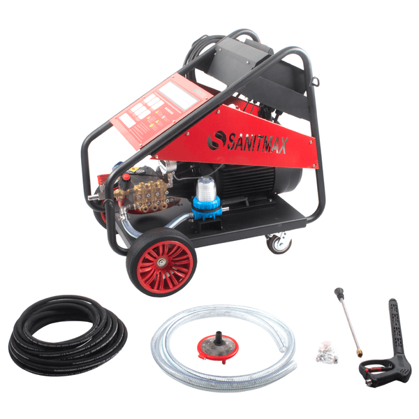 Sanitmax Industrial Electric Pressure Washer – 5000 PSI, 5.5 GPM, 20 HP, 460V 3-Phase Cold Water System - SM5000